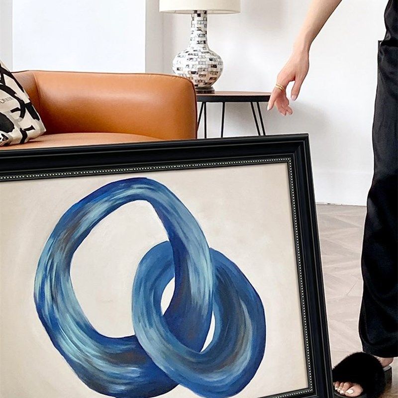 执子之手抽象客厅装饰画毕加索式手绘蓝色油画卧室样板房墙画,家居饰品,现代装饰画,淘宝优惠券,粉丝福利购,淘宝优惠卷