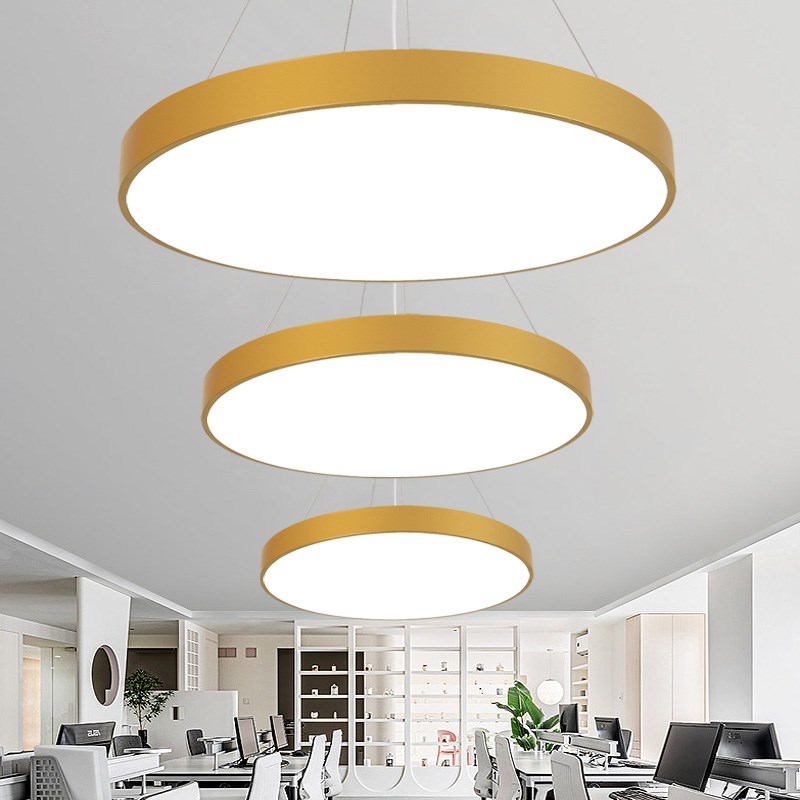 现代led吊灯金色办公室会议室员工位经理室展厅健身房美发店