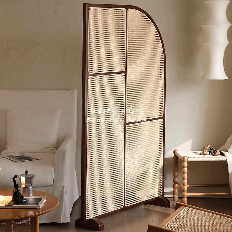 覆古入户玄关屏厅屏风隔断移动座正对墙门客藤编卧Y室遮挡实木