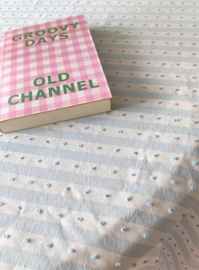 棉棉自制浅蓝色条纹点点桌布野餐垫盖布创意背景布韩式in风