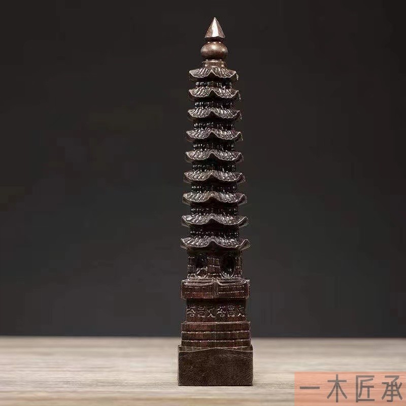 越南沉香木雕十三层文昌塔九层办公室桌书房装饰实木工艺礼品
