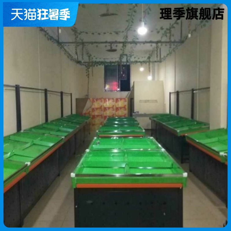 超市水果货架堆头平台水果蔬菜中岛货架展示架铁质水果店架子双层