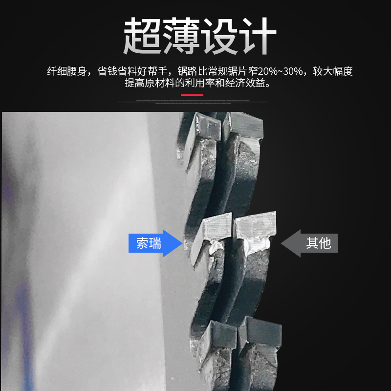 索瑞/7/8/9/10寸免漆板超薄梯平齿木工锯片级细齿合金