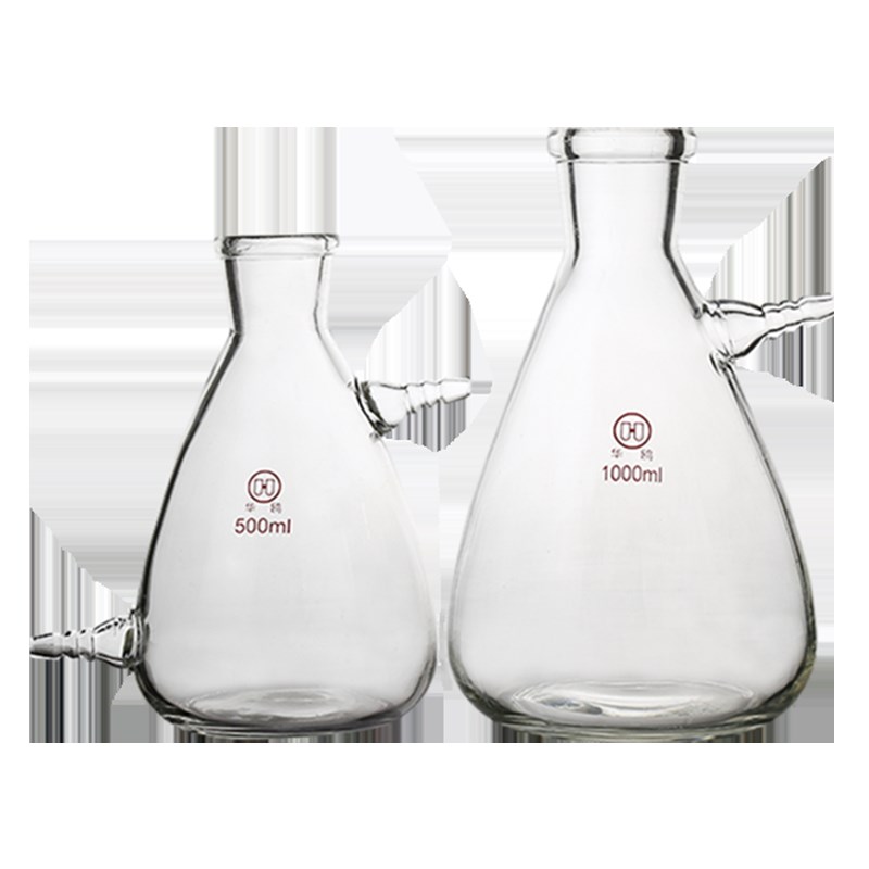 华鸥上嘴抽滤瓶1000ml烧瓶上下咀玻璃过滤瓶抽真空实验室抽滤装置