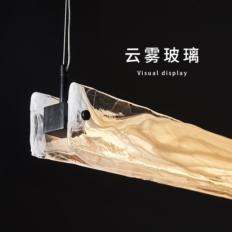 意式极简云雾玻璃吊灯设计师现代餐厅吧台岛台长条吊智能灯具