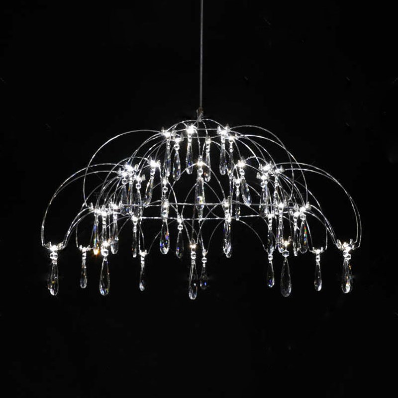 天穹之伞水晶吊灯萤火虫火花球餐厅灯创意艺术设计感圆桌灯后现代