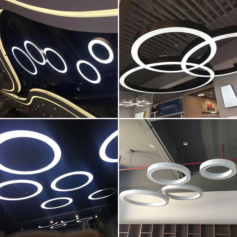 圆形圆环led吊灯商场超市健身房办公灯网咖圆圈工业风环形灯