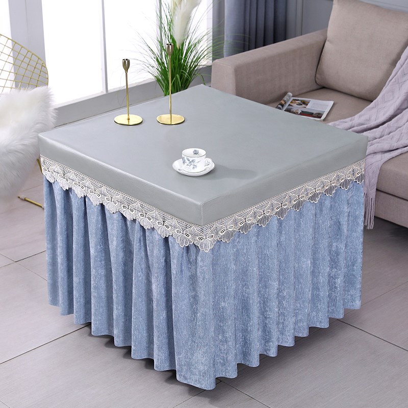 欧式桌布防水防油易檫耐脏夏季垂纱烤火桌罩雪尼尔布正方形电炉罩