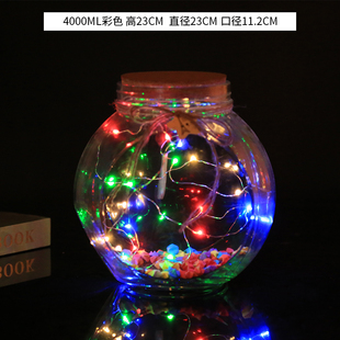 LED灯许愿瓶夜光幸运星玻璃木塞瓶创意瓶瓶鼓星星瓶