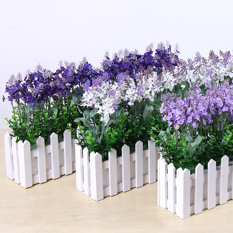 塑料假仿真装木栅栏装饰品艺客厅餐桌摆设薰衣草干