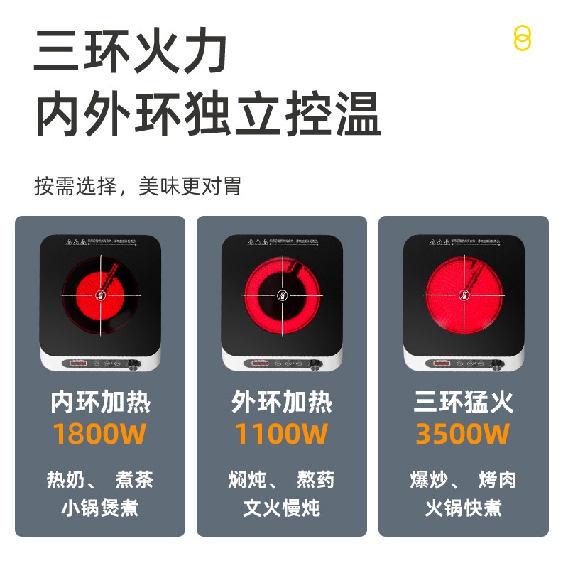 半球电陶炉新款家用爆炒大功率3500W煮茶智能商用电磁炉光波炉