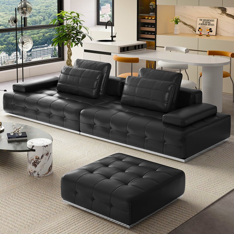 劳伦斯直排沙发意式极简真皮沙发大座深客厅沙发皮艺沙发单双三位