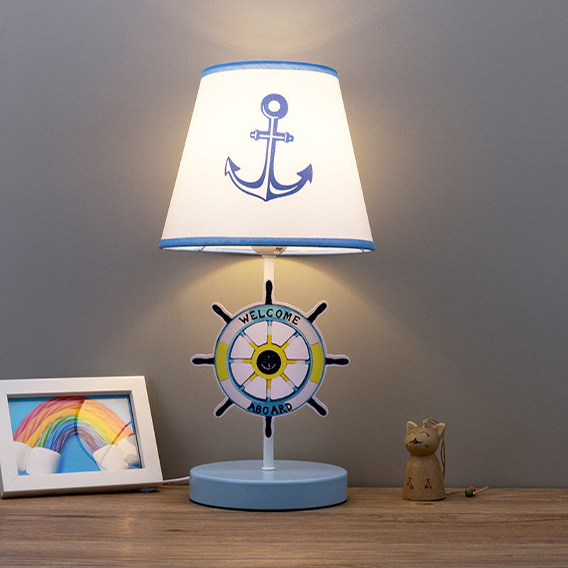 儿童房卡通台灯地中海卧室床头男女孩调光遥控创意学生护眼小夜灯