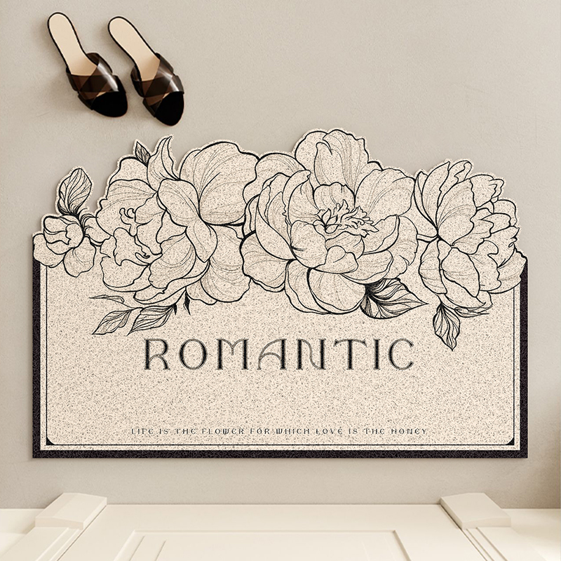 202新款花卉玄关pvc防滑脚踏垫丝圈入户进门口地垫子可裁剪地毯