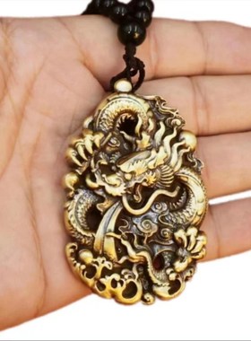 黄铜龙牌手把件家居摆件电视柜酒柜摆件个性实心随身盘玩摆件