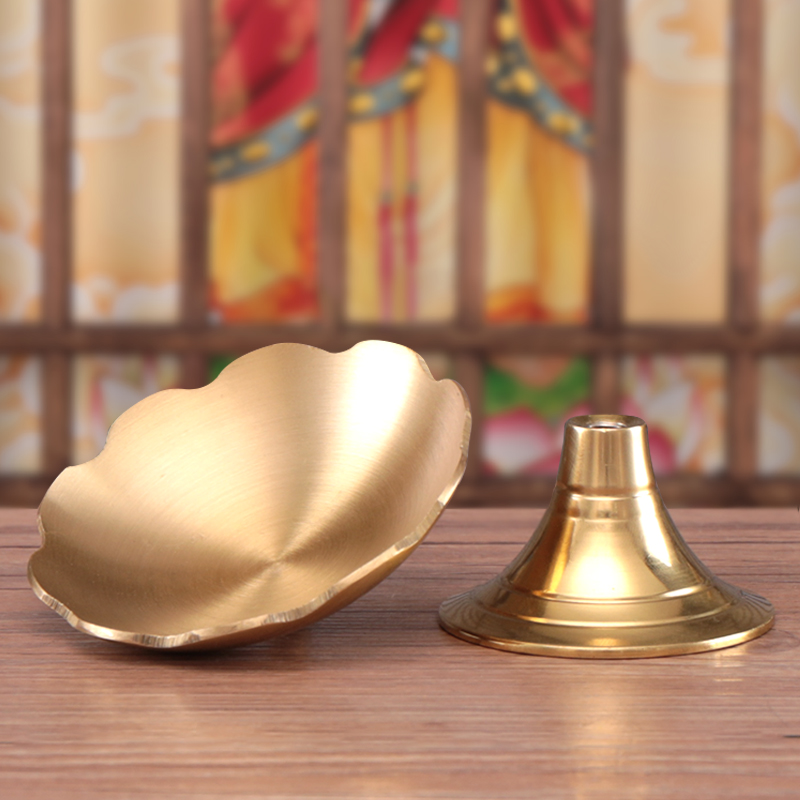 黄铜烛台家用上供蜡台佛前蜡烛台座酥油灯底座蜡烛台供灯纯铜佛具