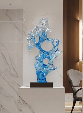 新中式透明珊瑚石透明雕塑酒店大堂摆件装置艺术品客厅玄关饰品