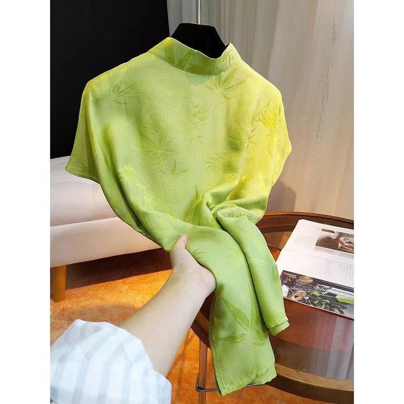 新中式国风盘扣雪纺衬衫早春夏季绿色复古改良提花立领短袖上衣女,女装/女士精品,秀禾服,淘宝优惠券,粉丝福利购,淘宝优惠卷