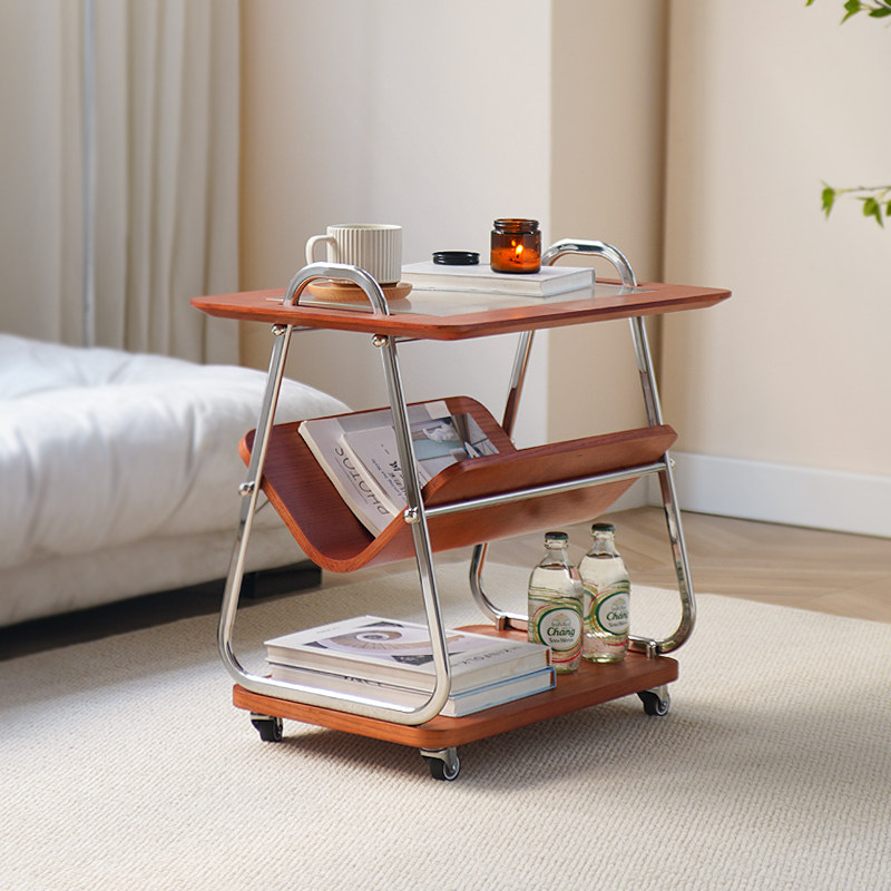 北欧复古实木沙发边几可移动小推车茶几家用置物架床头角几,住宅家具,角几/边几,淘宝优惠券,粉丝福利购,淘宝优惠卷