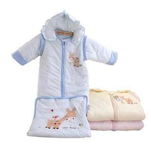 纯棉婴童睡袋秋冬宝宝可脱袖帽家居婴儿床上防踢被婴舒爽加厚长大