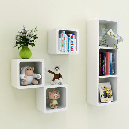 创意格子墙上置物架 客厅隔板电视背景墙壁挂架搁板墙壁装饰架子