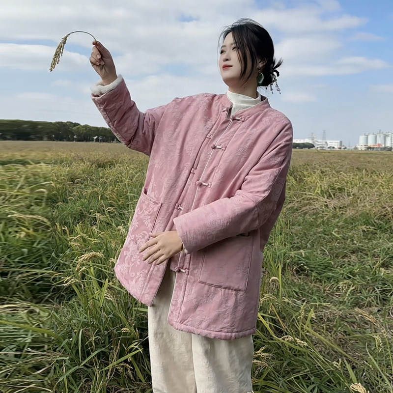 唐装女新中式国风女装2024新款加厚夹棉秋冬款盘扣中国风提花外套,女装/女士精品,棉衣/棉服,淘宝优惠券,粉丝福利购,淘宝优惠卷