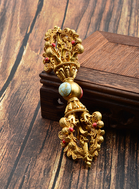 尼泊尔工艺五股铃杵纯铜法器藏传密宗修法五股金刚铃杵一套大中小