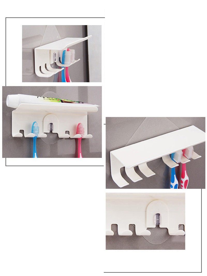 壁式网红卫生间牙刷架免打孔吸壁式简约置物架多功能家用漱口杯架