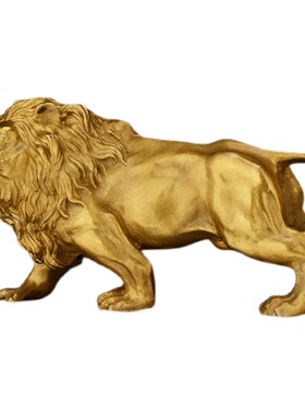 铜狮子摆件 纯铜狮一对家居饰品 家用客厅玄关办公室桌面开业礼品