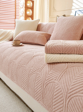 奶油风沙发垫秋冬升级加厚毛绒防滑2024新款坐垫皮沙发套罩巾通用