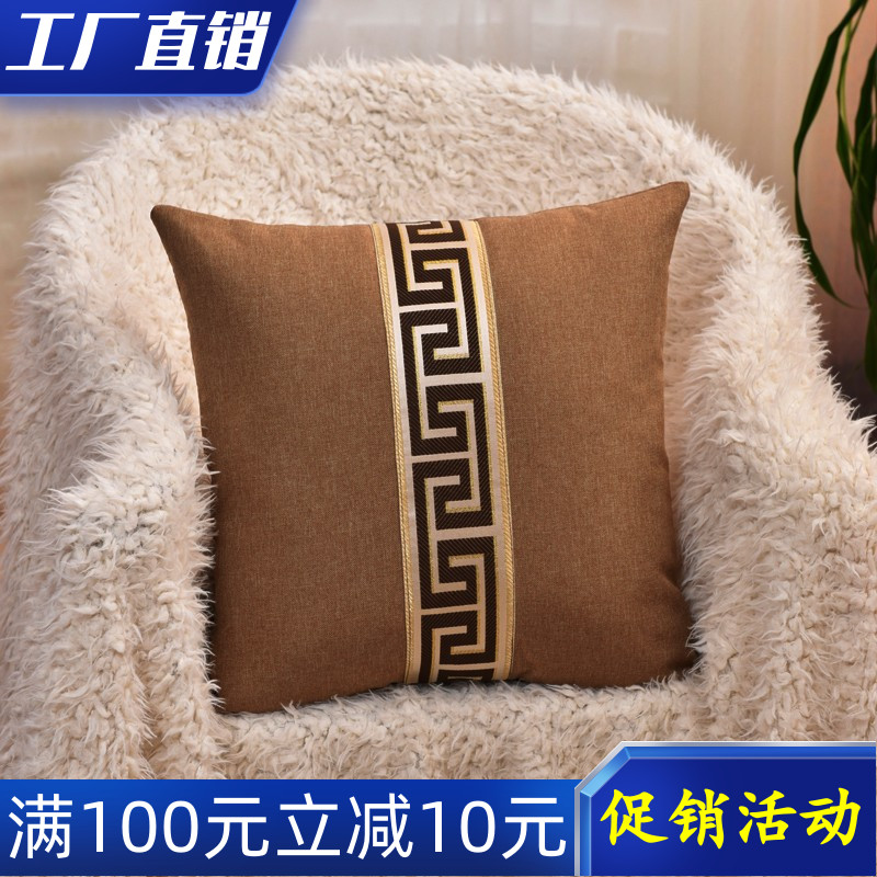 新中式抱枕沙发靠垫条纹简约腰枕卧室床头大靠背枕套护腰枕芯包邮