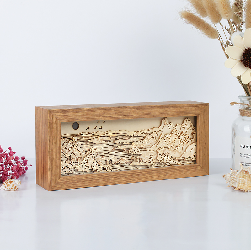 2023新款千里江山光影拼装纸雕灯diy镂空立体小夜灯送人生日礼物