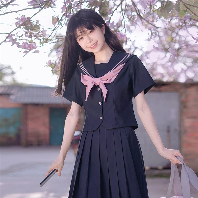 樱花家族五色战队 收腰常规款 jk制服灰粉三本基础水手服套装女