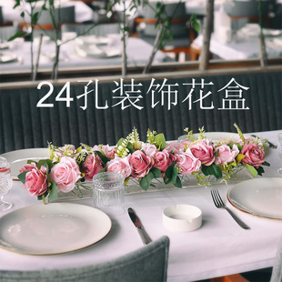 亚力克矩形花盒水培插花盒装饰盒桌面装饰花瓶餐厅餐桌透明花瓶