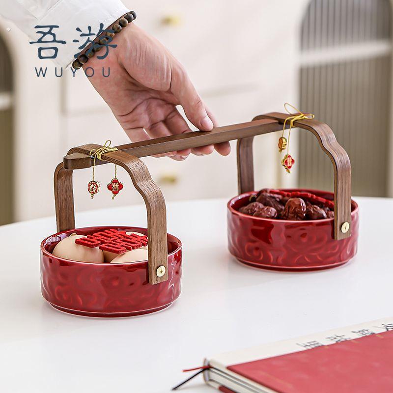 吾游结婚子孙桶送新人红色小喜桶一对婚庆用品女方陪嫁小红桶摆件