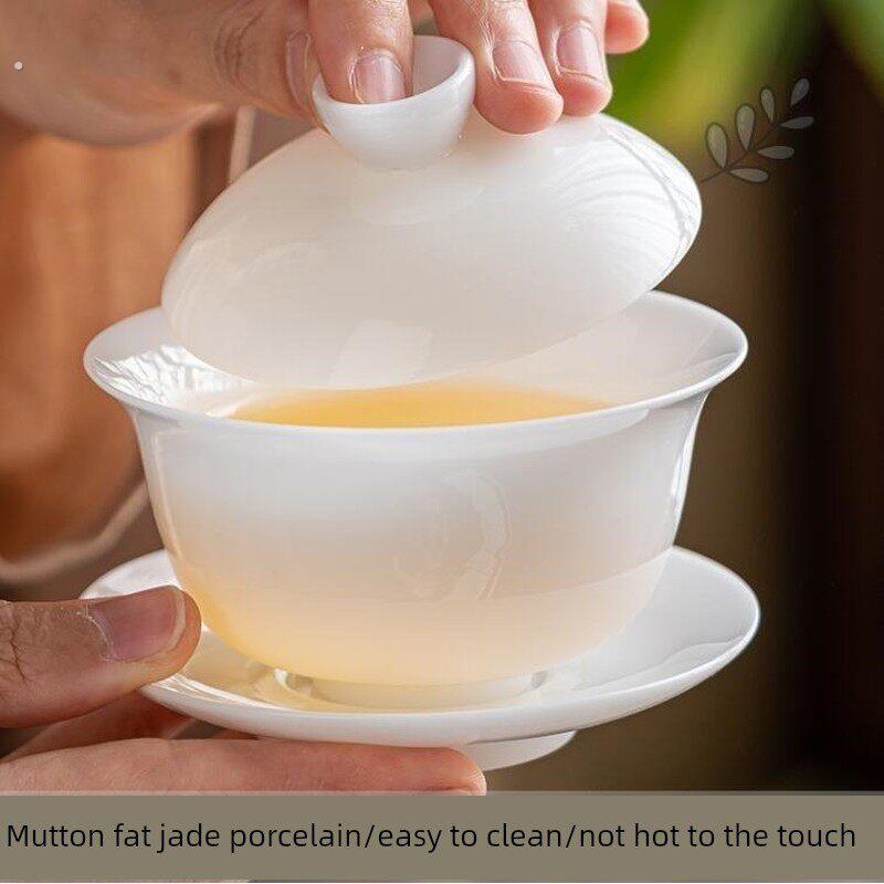 乳脂玉瓷有盖碗、有盖茶杯、单盏功夫茶、三彩茶杯、大白瓷茶具、