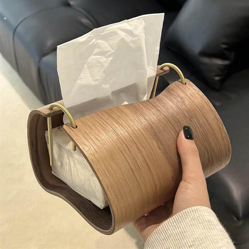 美式复古纸巾盒客厅高档轻奢黑胡桃木纸抽盒实木餐巾纸收纳高级感