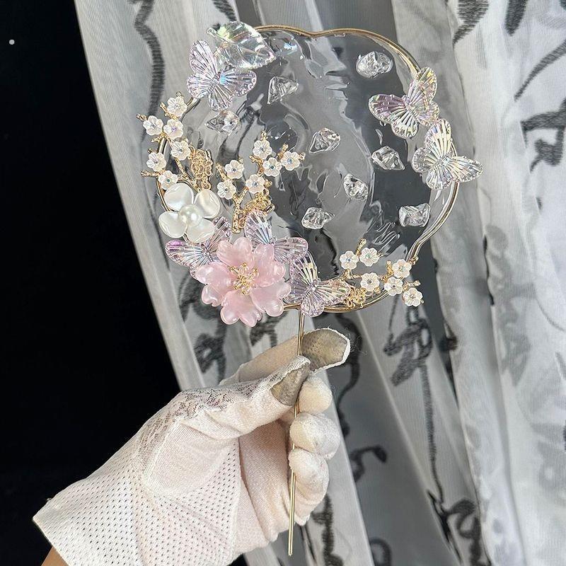 新娘晨袍喜扇夏天团扇水扇汉服古风拍摄道具掌扇扇子婚礼手持中式