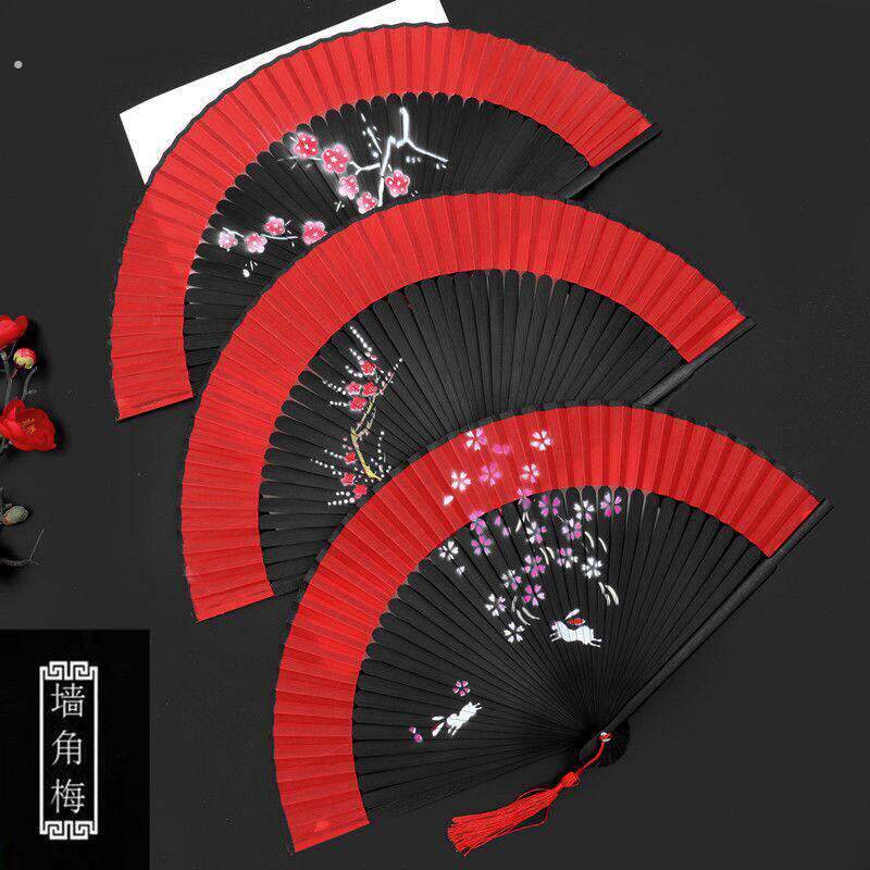 扇子古风折扇折叠汉服走秀红扇子中国风开合顺滑跳舞蹈扇日式扇