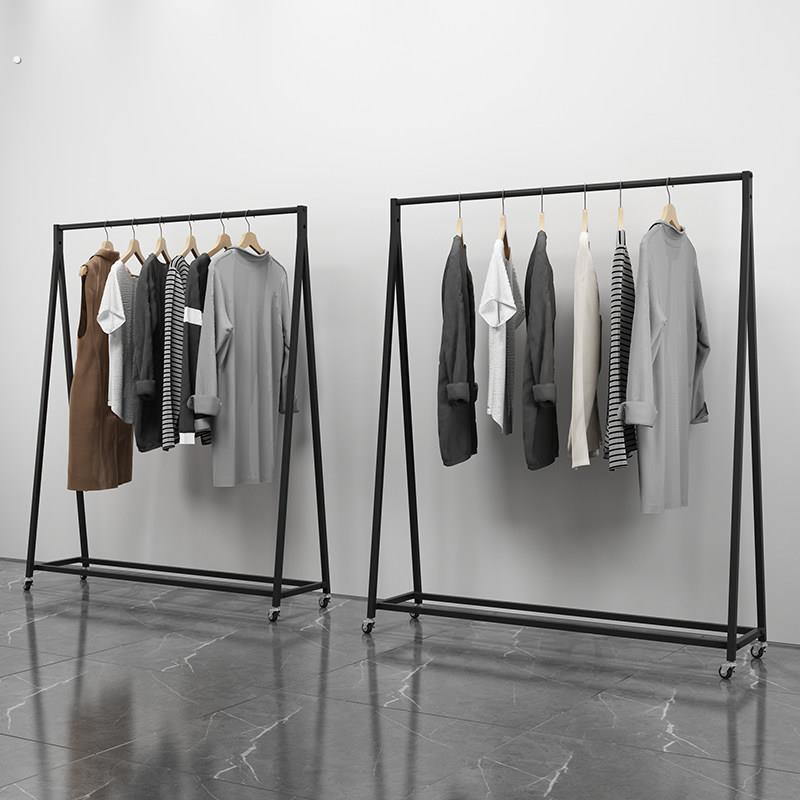 加粗铁艺服装店展示挂衣架落地式带轮可移动龙门架家用服装架定制
