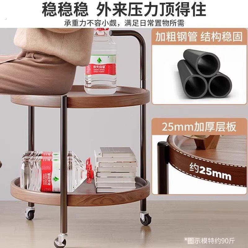 可移动双层小茶几沙发边小圆桌子客厅家用置物架新款阳台小推车