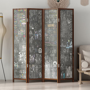 实木屏风隔断玄关折叠移动客厅简约现代办公室黑板创意涂鸦墙遮挡