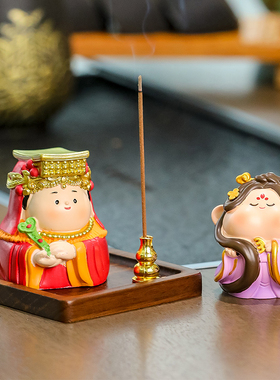 治愈可爱如意妈祖插香薰炉小摆件家用室内线香底座香插座香插摆件