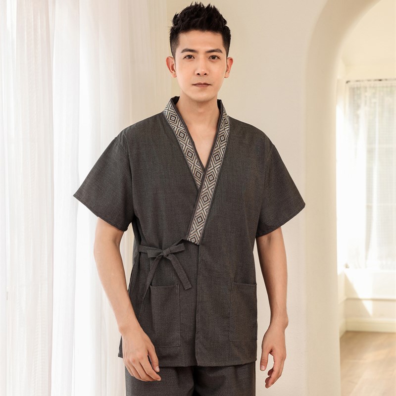 高档汗蒸服女苎麻洗浴服男大码刮痧足疗按摩桑拿服温泉浴场中医馆