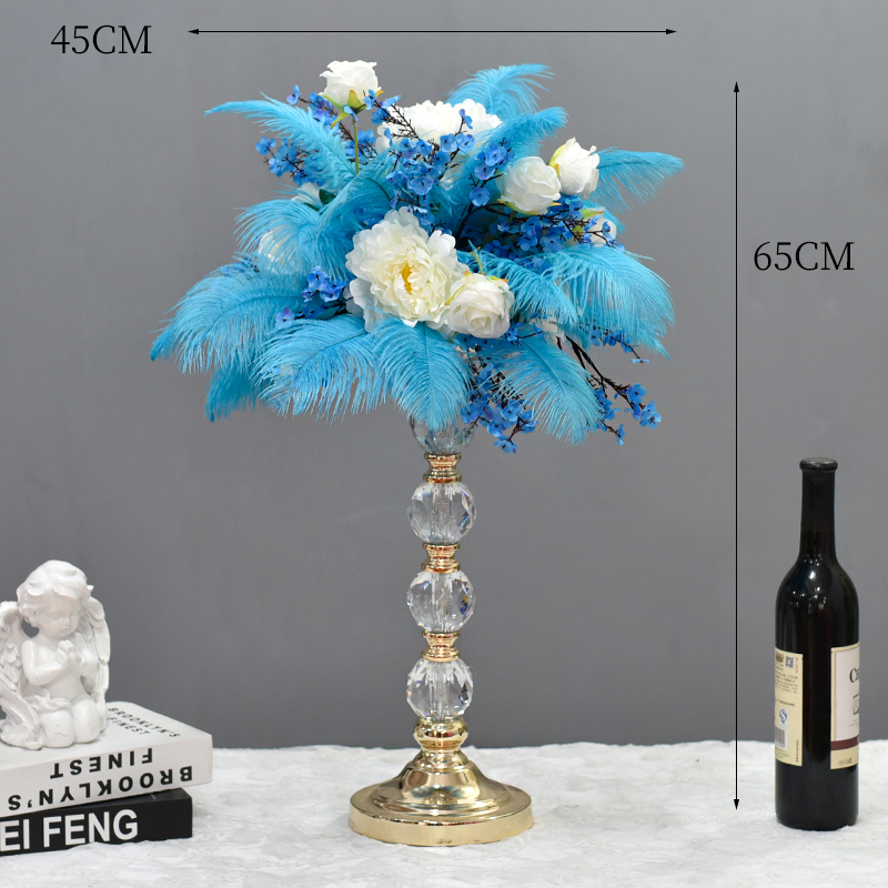 电镀流晶羽毛桌花酒店仿真花餐桌花摆花酒吧KT桌面装饰摆设