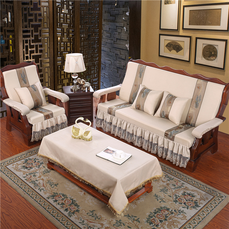 老式红实木沙发垫带靠背拆洗三人现代四季通用防滑连体