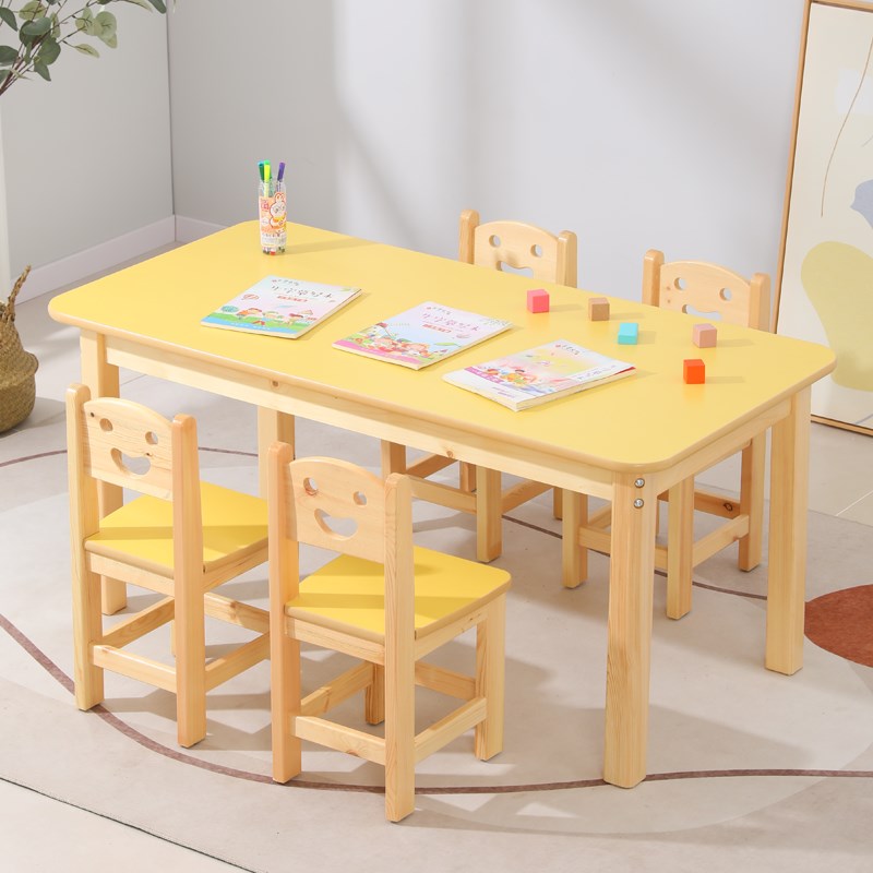 幼儿园实木白色彩色桌面桌椅画室美术室创意画画书桌儿童早教培训