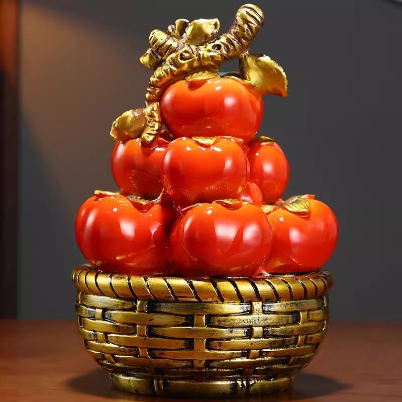 万事如意柿子摆件乔迁新居礼品客厅家居酒柜玄关电视柜装饰品