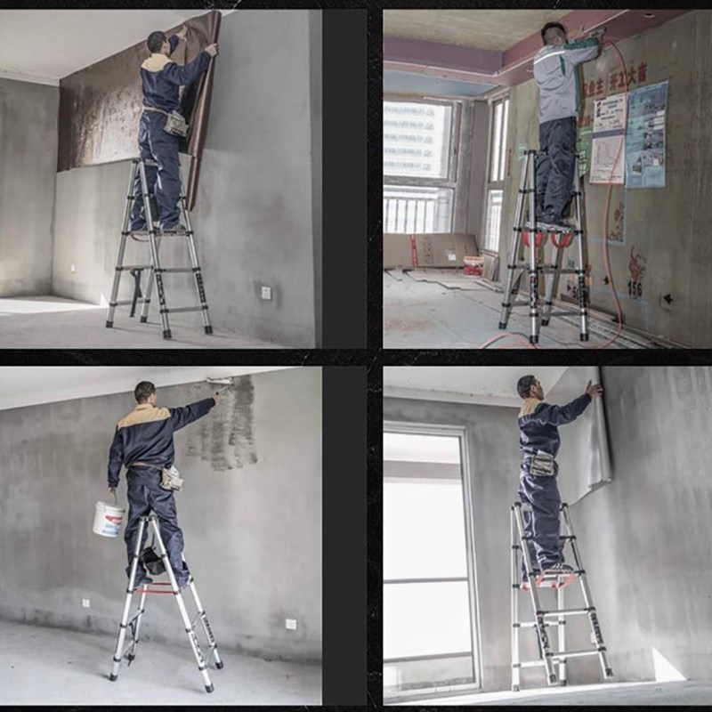 多功能行走人字梯面折叠伸缩梯铝合金加厚工程便携升降高跷梯