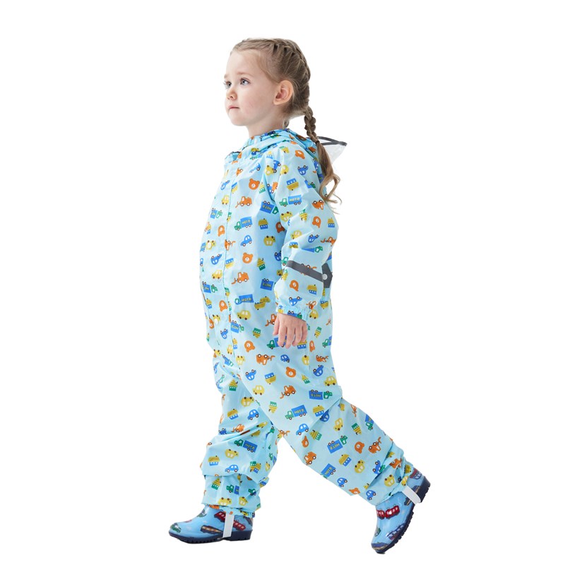 202卡通儿童连体雨衣男女童婴幼儿园立体小孩宝宝反光条卡通雨披